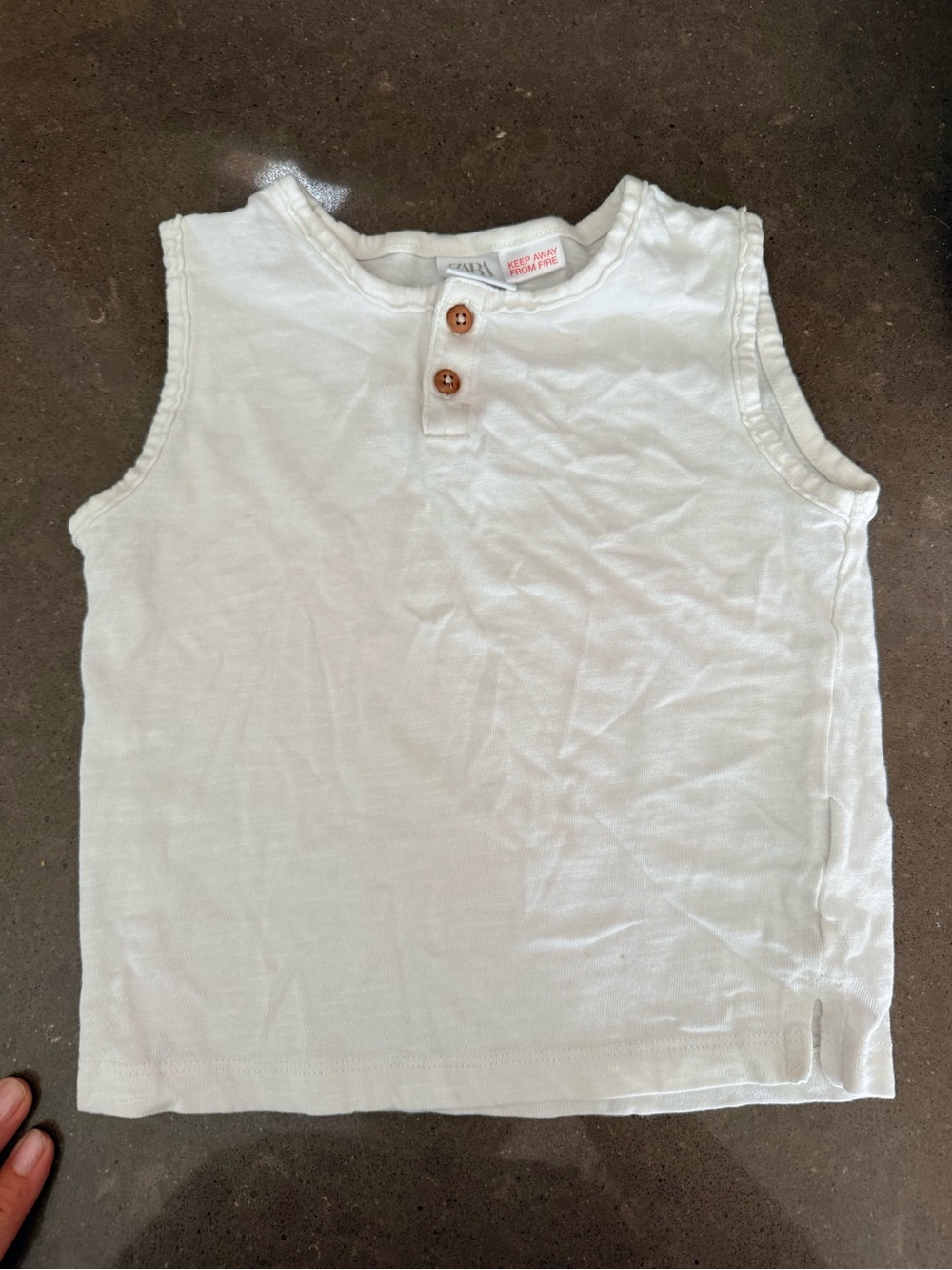 Zara Cream Sleeveless Henley Tank with Wooden Buttons
